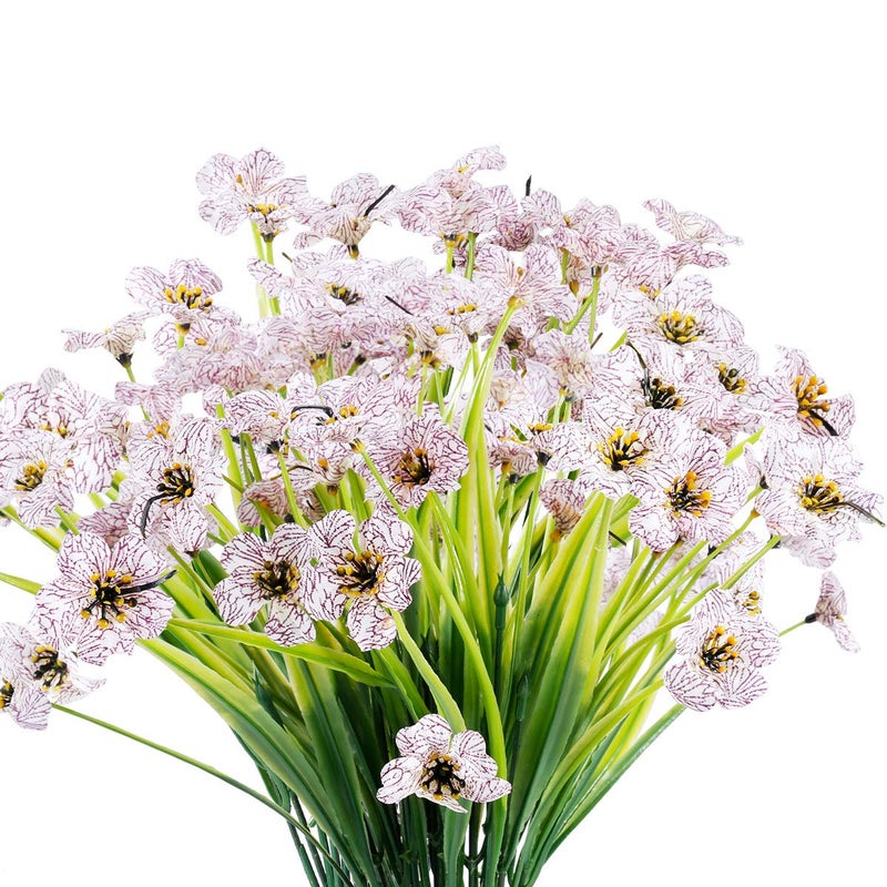 JEMONG 12 Bundles Artificial Flowers Outdoor UV Resistant Fake Flowers No Fade Plastic Plants Garden Porch Window Box Decorating (White) - Image 1